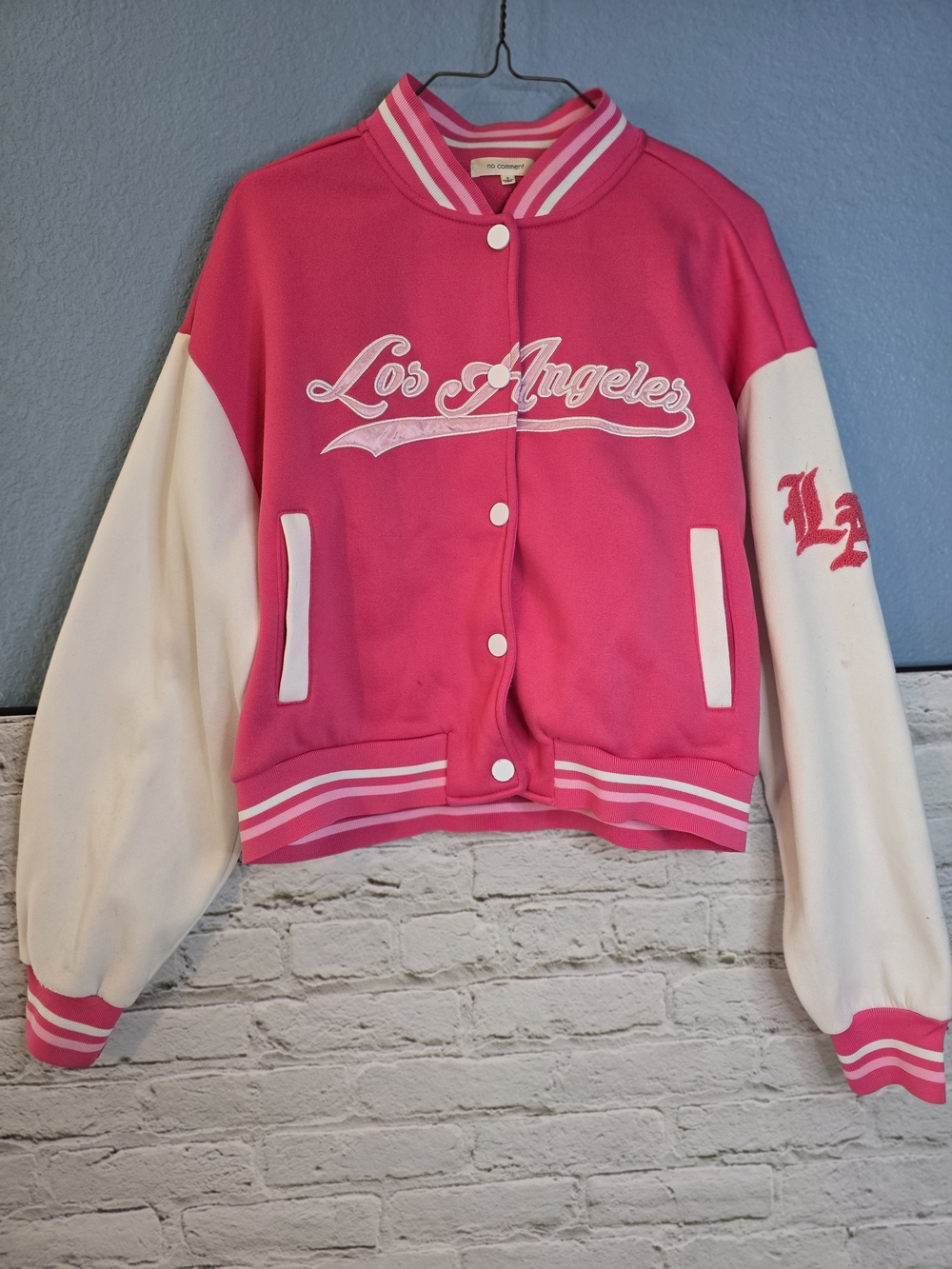 Los Angeles Pink & White Kids Varsity Jacket Sz M